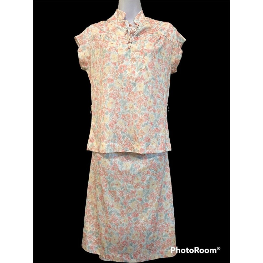 Vtg 70s 80s Liberty‎ Floral Matching Skirt & Top Sz M/L Pastel Cottagecore
